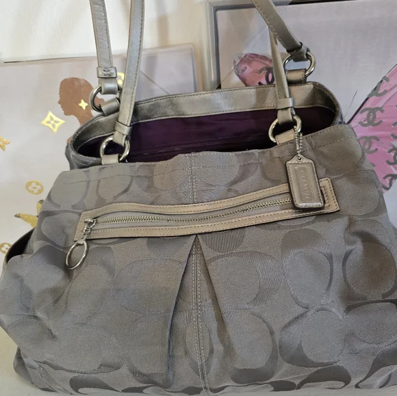 Coach Metallic Gray Shoulder Bag - Picture 1 of 10